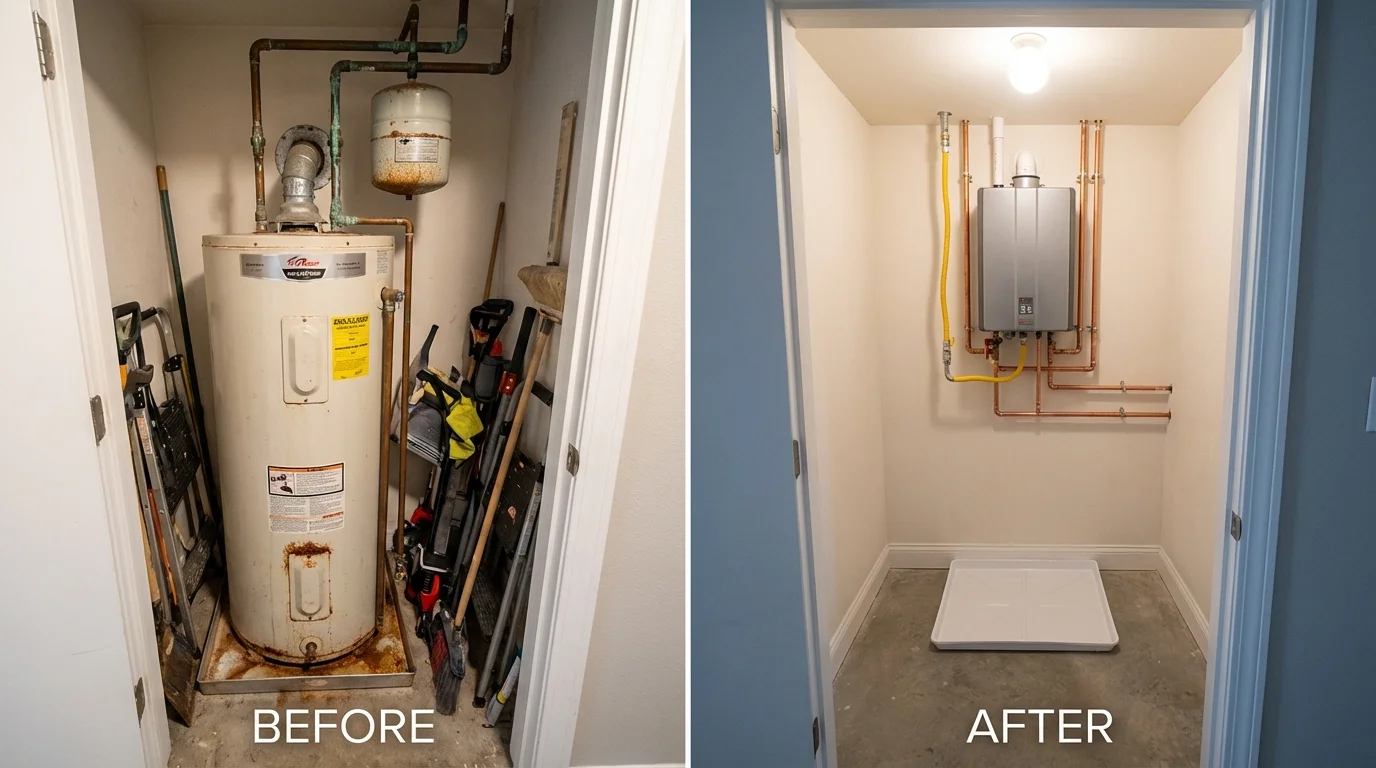 Tank water heater versus wall-mounted tankless unit comparison for Canfield, OH homeowners